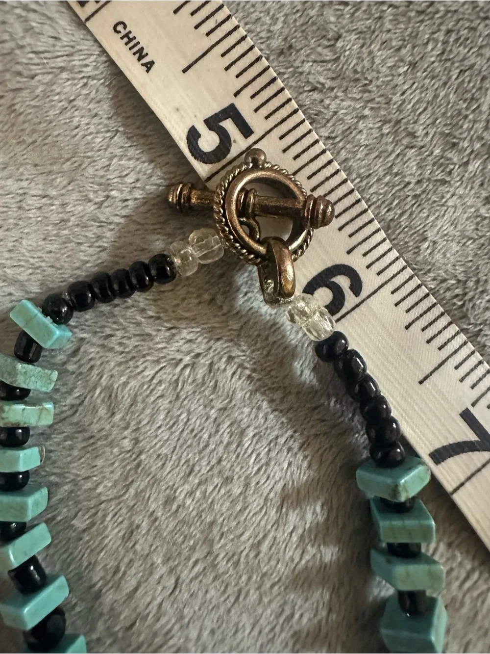 Turquoise Style Heishi Iridescent Crystal Beaded Necklace Boho Toggle Clasp